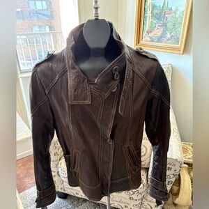 Danier Italian Leather Brown Biker Jacket